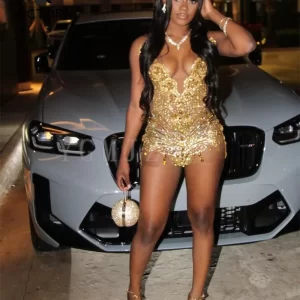 kf-S7ea0ccfd9ea94ab38903911ae96ef55f1 Gold Sparkly Rhinestone Short Prom Cocktail Dresses 2025 Luxury Beaded See Through Black Girls Birthday Party Gown Customized
